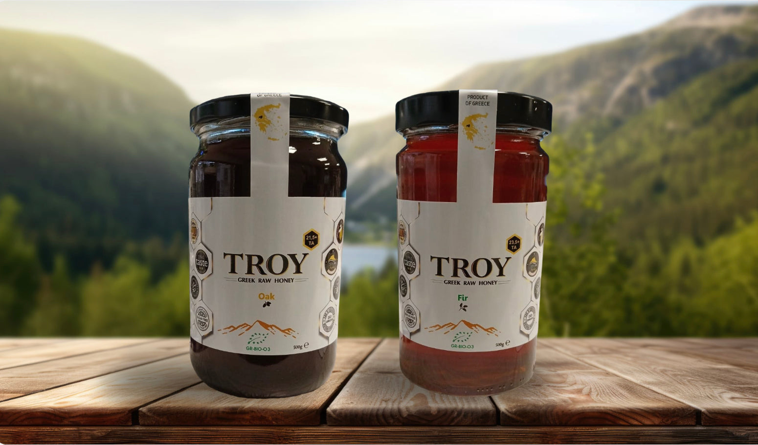 Authentic raw Greek forest honey from the Agrafa Mountains — lab-verified and shipped free to USA, Canada and EU by Troy Greek Raw Honey