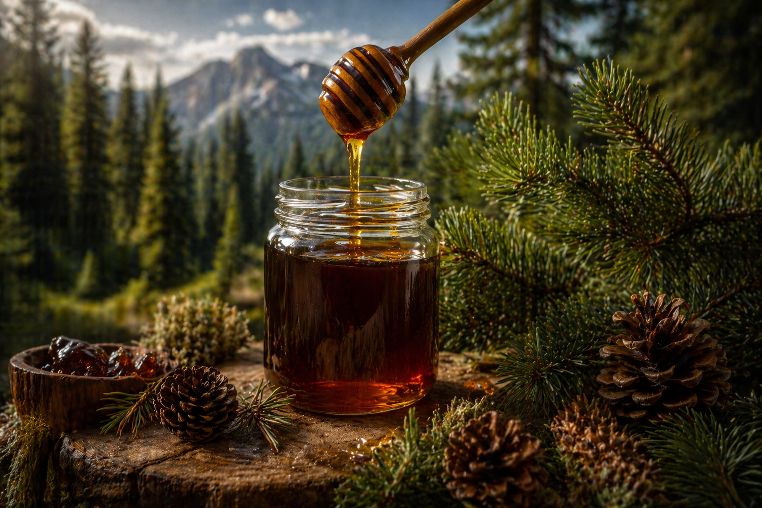Greek fir honey from the Agrafa Mountains — lab-verified 23.5+ Total Activity with antioxidant properties confirmed by Aristotle University research