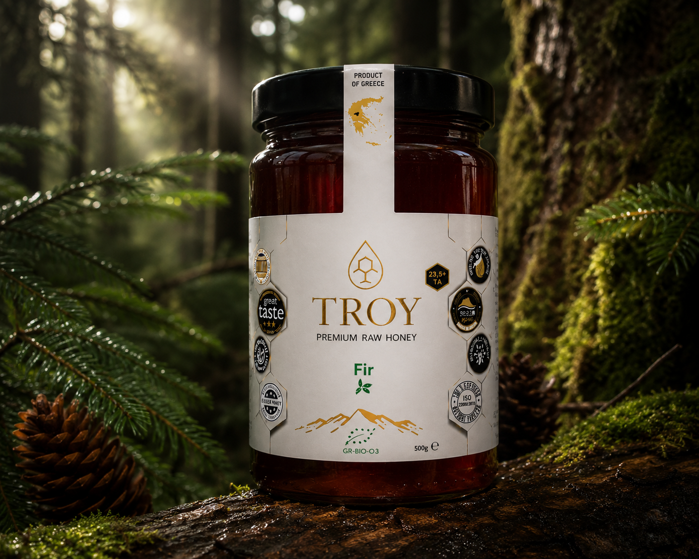 Natural Greek fir forest landscape where Troy Greek Raw Honey Fir Honey is sourced.